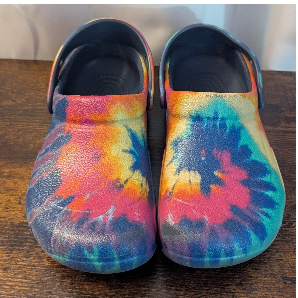 Crocs Bistro Clogs Tie Dye Slip Resistant Work Shoes Women 7 Men 5 Multi Color